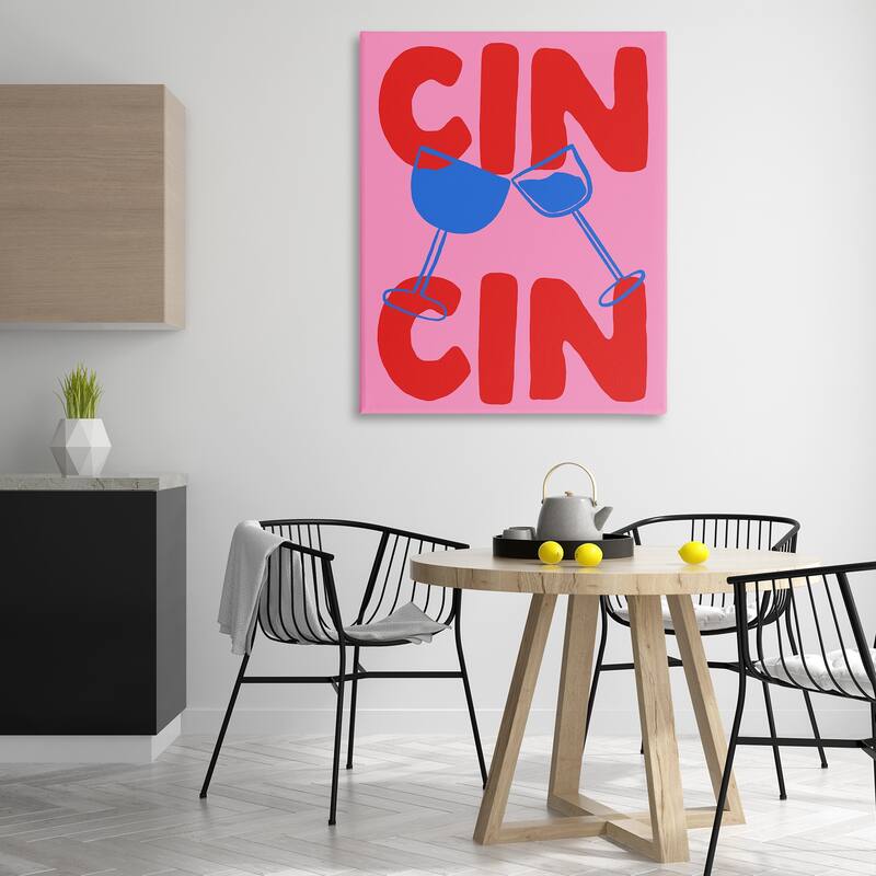 Stupell Bold Cin Cin Cheers Canvas Wall Art Design By House of Lulu