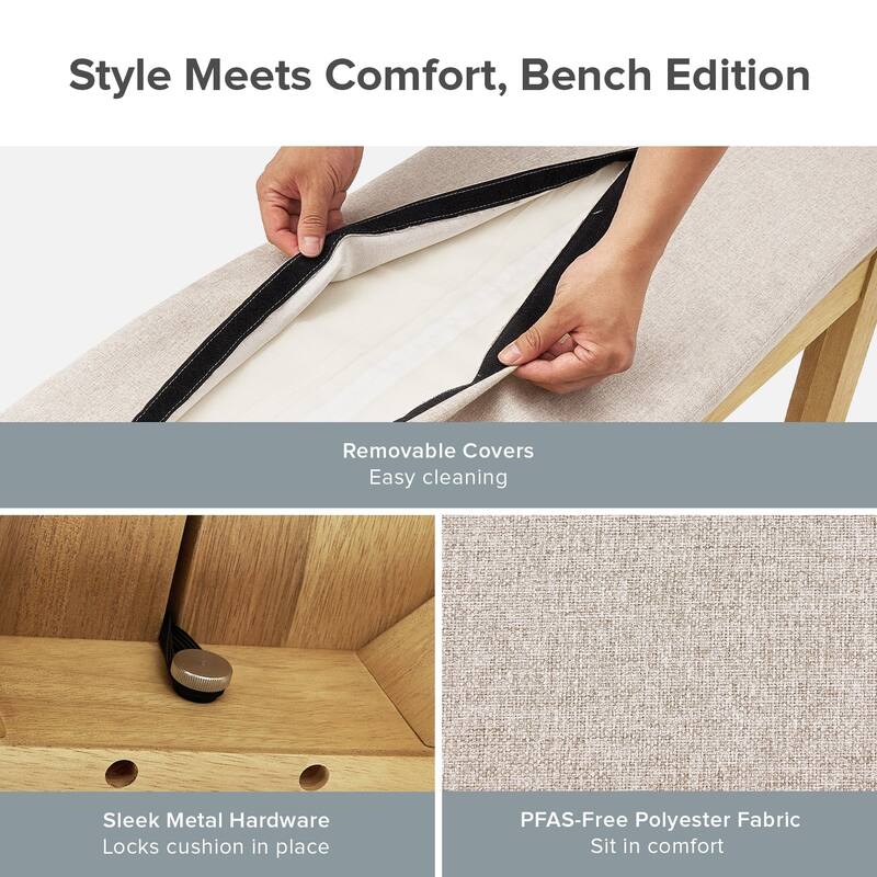 Mopio Logan Upholstered Beige Dining Bench