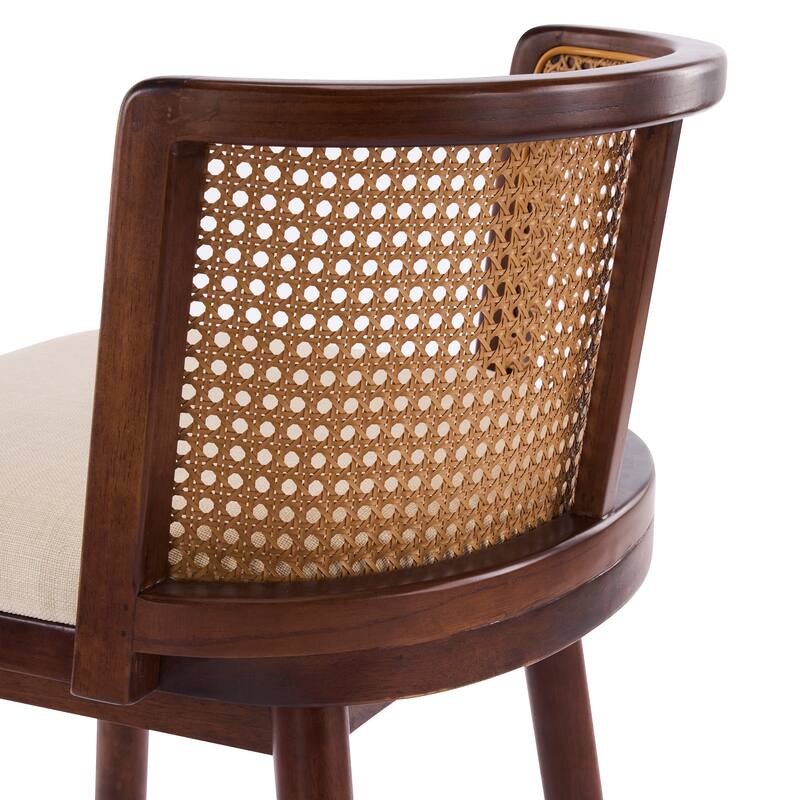 Christopher Knight Home - Talia Scandinavian Upholstered Wooden Counter Stool Set - Bar Chairs with Rattan Backrest