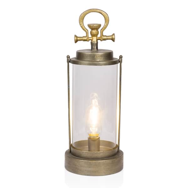 slide 2 of 12, Vintage Metal and Glass Lantern with Warm White LED- Large