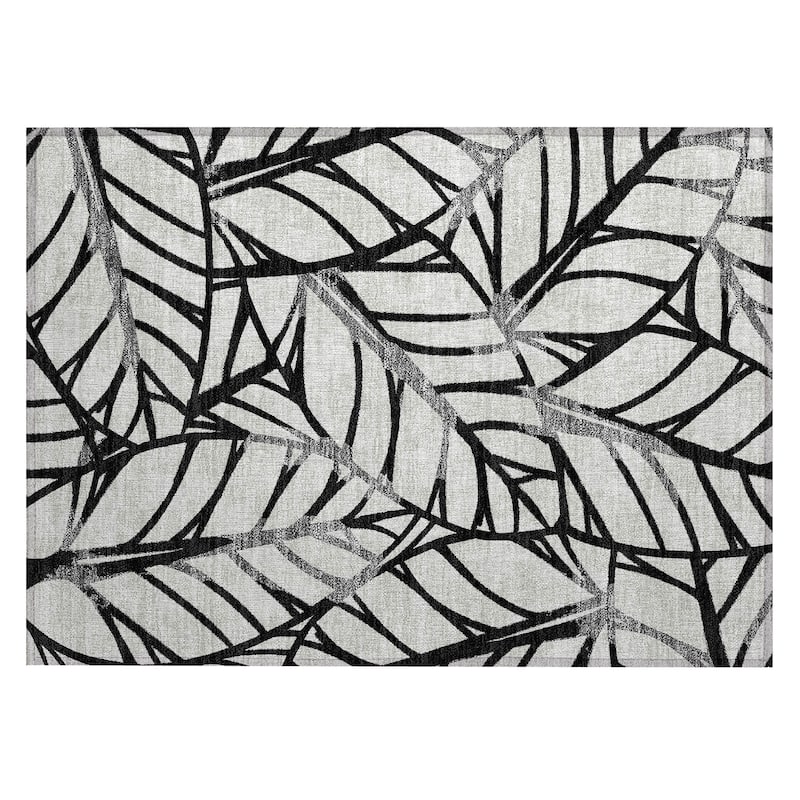 Machine Washable Indoor/ Outdoor Chantille Modern Palm Rug