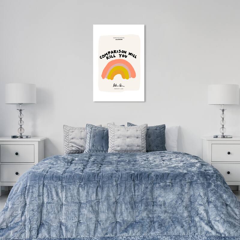 Wynwood Studio Canvas Typography and Quotes Comparison kills White and Modern & Contemporary Wall Art Canvas Print - 24 x 36