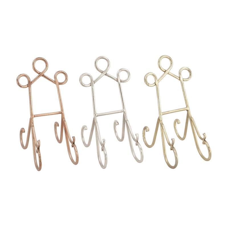 Multi Colored Metal Scroll Display Easel (Set of 3) - 4x9