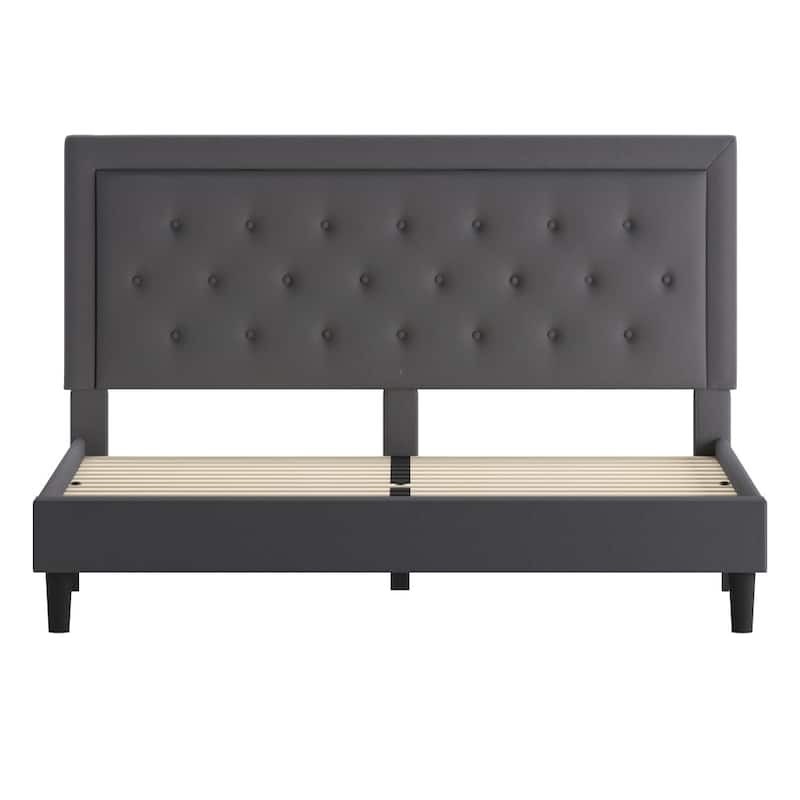 Panel Tufted Upholstered Platform Bed
