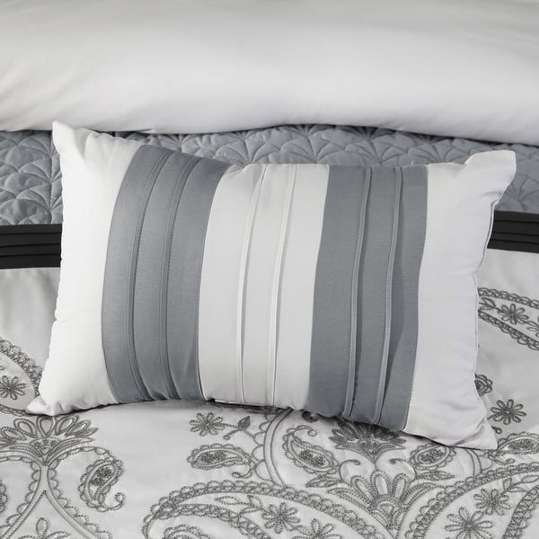 Oquirrh Furnishings Breeann Polyester Microfiber 7pc Comforter Set Grey Queen