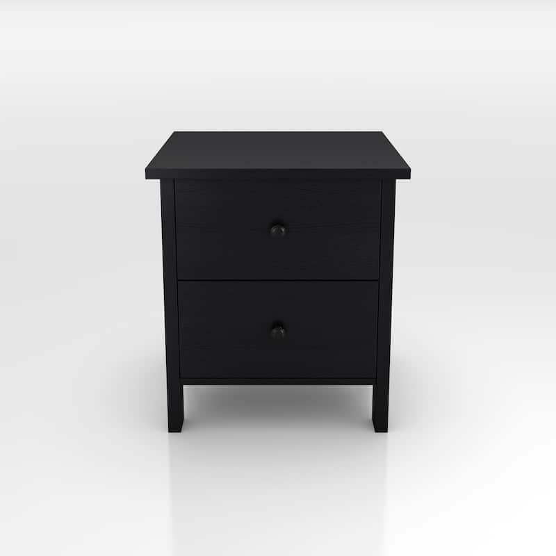 DH BASIC Transitional Neutral Finish 2-Drawer Nightstand by Denhour