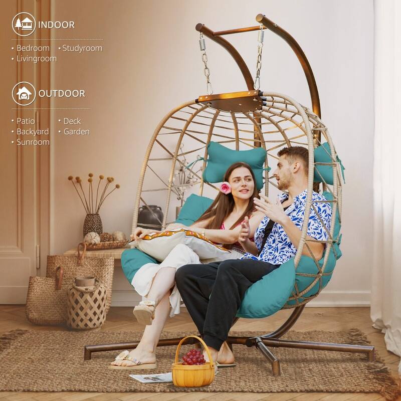 FINCATI Indoor Double Egg Chair, 700 lbs Extra-large 2 Person Double Egg Chair, Cozy Swing Chair, Oversized Hanging Egg Chair