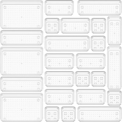 25 PCS Clear Plastic Drawer Organizer Set