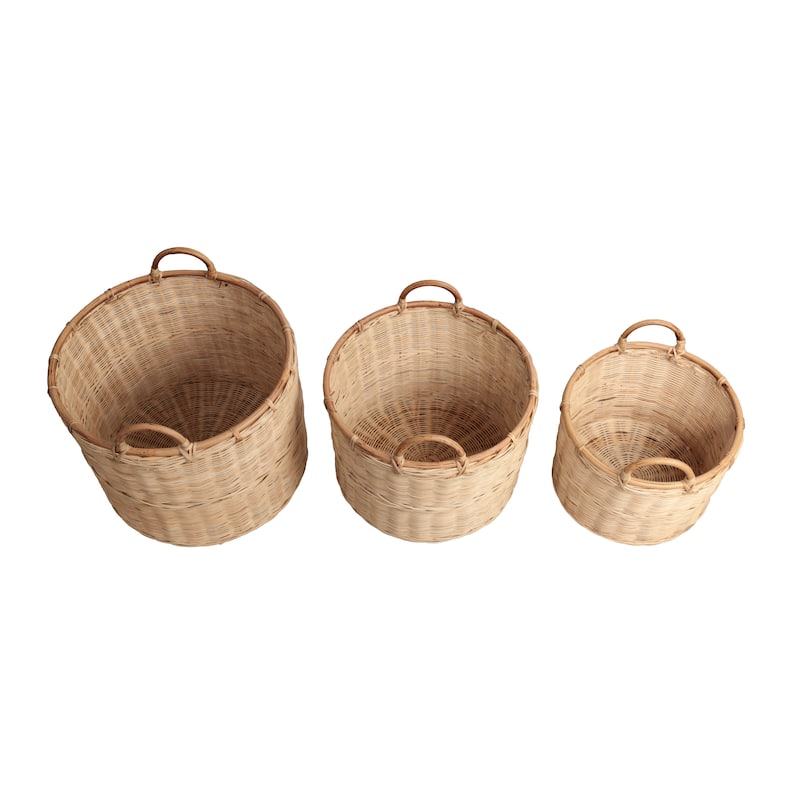 Vista Handwoven Rattan Nesting Storage Baskets with Handles (Set of 3)