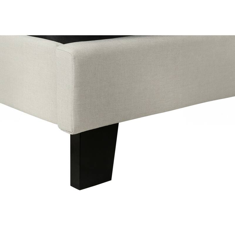 HomeRoots Beige Tufted Linen Queen Bed Frame