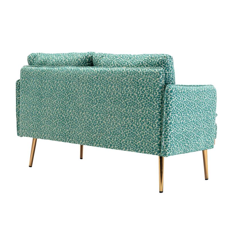 Polyester Upholstered Living Room loveseats sofa With Golden Legs