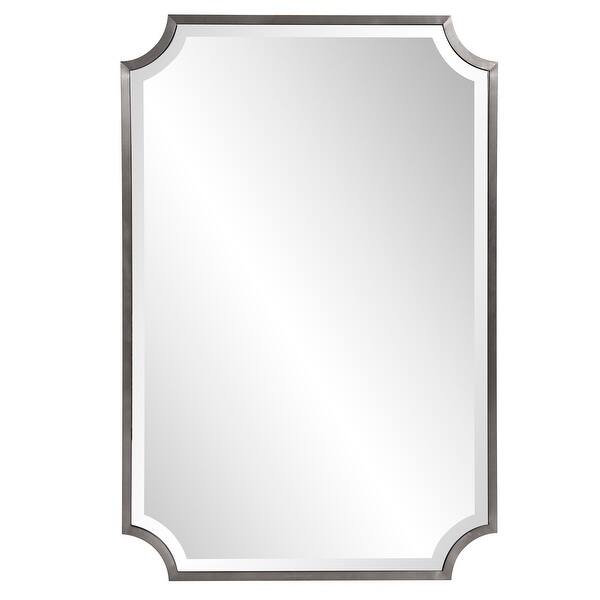 slide 2 of 7, Allan Andrews Rectangular Wall Mirror with Scooped Stainless Steel Frame - 24"W x 36"H Titanium