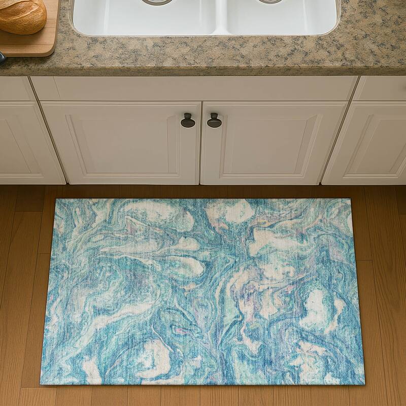 Premium Washable Super Soft Modern Contemporary Mayfield Rug - Teal - 1'8" x 2'6"