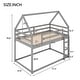 preview thumbnail 3 of 7, Modern Wood Bunk Beds Twin Size, Twin over Twin House Bed with Built-in Ladder, Montessori Floor Bunk Bed Frame with Guardrail