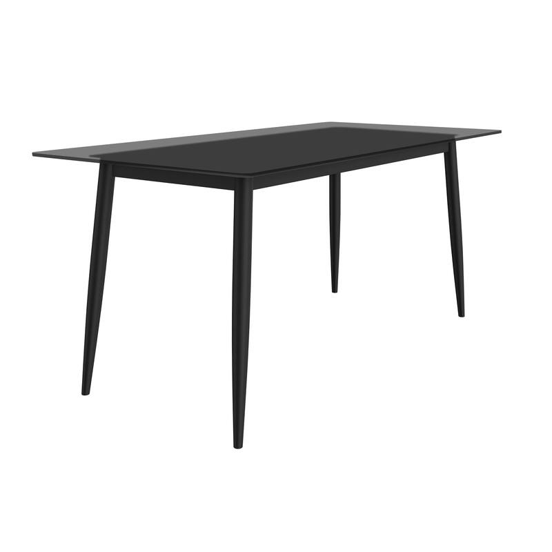 Zayle Rectangular Dining Table with Glass/Sintered Stone Tabletop in Steel - 71" Wide - Clear in Glass