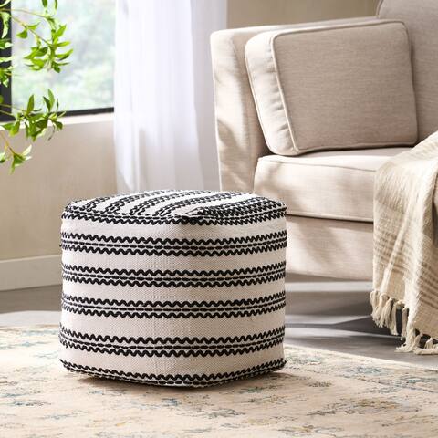 Layne Handcrafted Boho Fabric Pouf by Christopher Knight Home