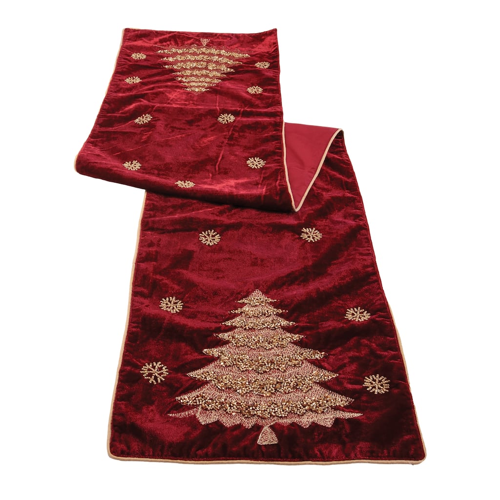 Embroidered Pine Tree Table Runner 72"L