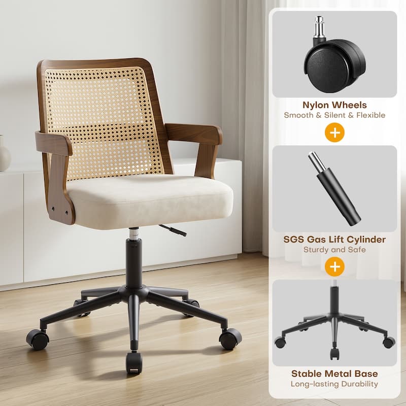Swivel Home Office Chair Adjustable Height Desk Chair with Wheels and Armrests - 32.7"-36.6"H x 19.9"W x 22.8"D