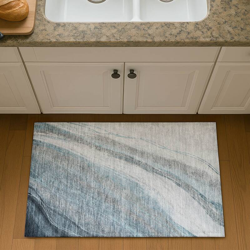 Premium Washable Super Soft Modern Motion Mayfield Rug - Teal - 1'8" x 2'6"