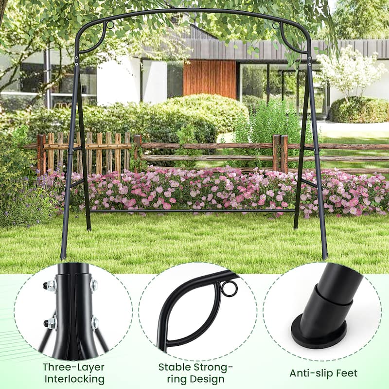 Gymax Swing Stand for Porch Heavy-Duty Metal Swing Frame w/ 2 Hanging