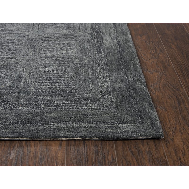 Alora Decor Emerson Charcoal and Grey Squares Hand-tufted Wool Rug