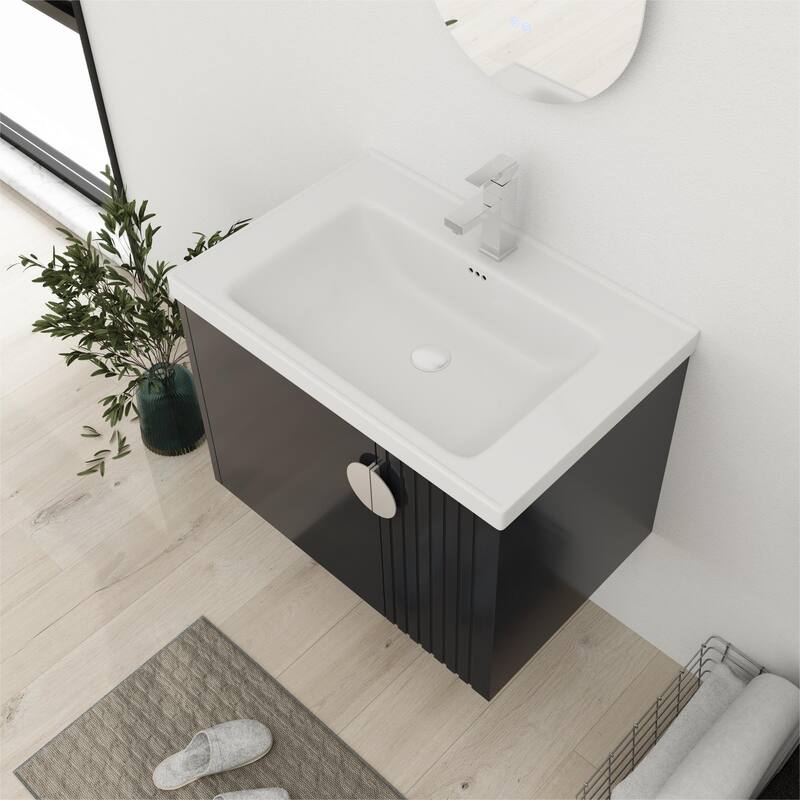 Bathroom Vanity With Sink In 24/28 Inch, Floating Bathroom Vanity With Soft Close Door
