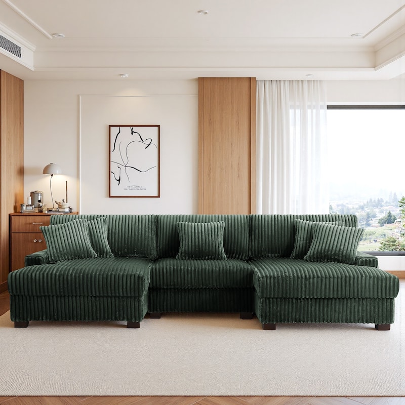118.4"W Plush Modular Sectional Sofa with Pillows