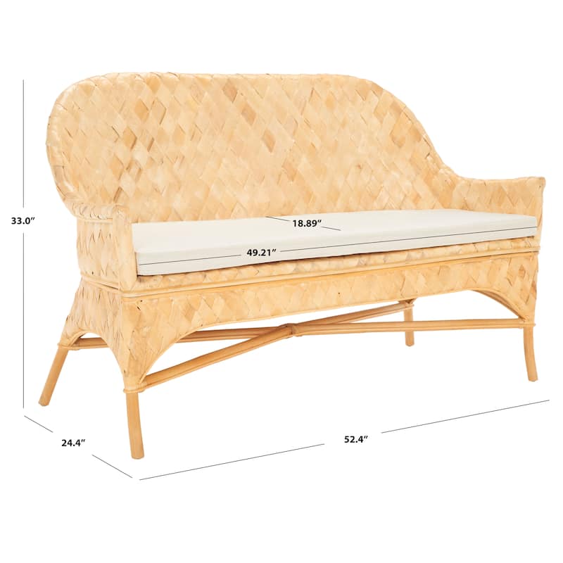 SAFAVIEH Marfisa Woven Sofa Bench - 52" W x 24" D x 33" H - 52Wx24Dx33H