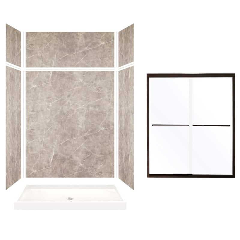 Transolid Expressions 60-in X 32-in X 96-in Glue to Wall Shower Kit - 32" x 60" x 96"