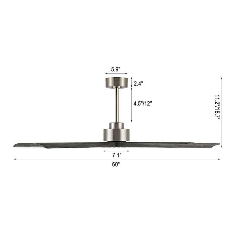 WINGBO 60" Solid Wood DC Motor Indoor Ceiling Fan with Remote·