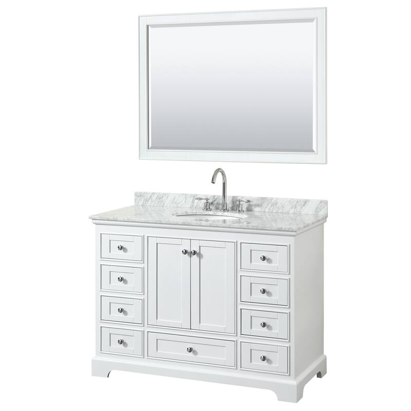 Wyndham Collection Deborah 48" Free Standing Single Vanity Set with - White / White Carrara Marble Top / Polished Chrome - Painted