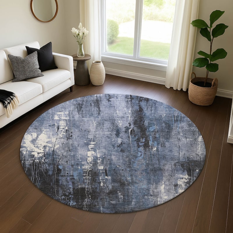 Premium Washable Super Soft Abstract Ombre Mayfield Rug - Blue - 8' x 8'
