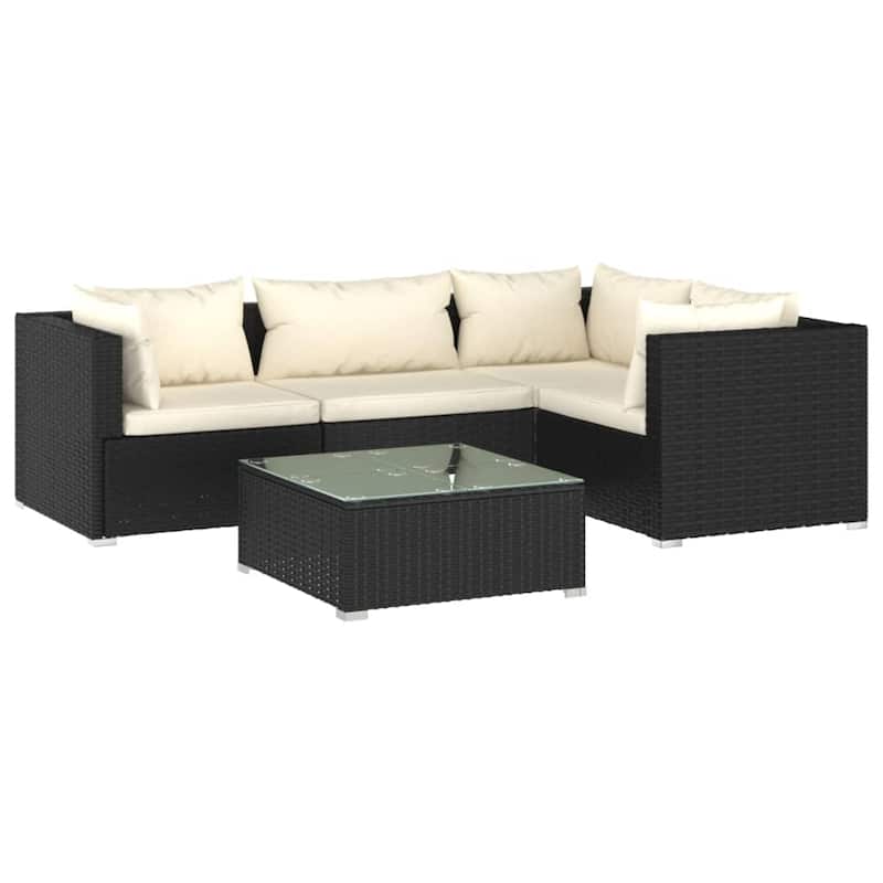 vidaXL Patio Lounge Set Outdoor Sectional Sofa Set Table Garden Poly Rattan