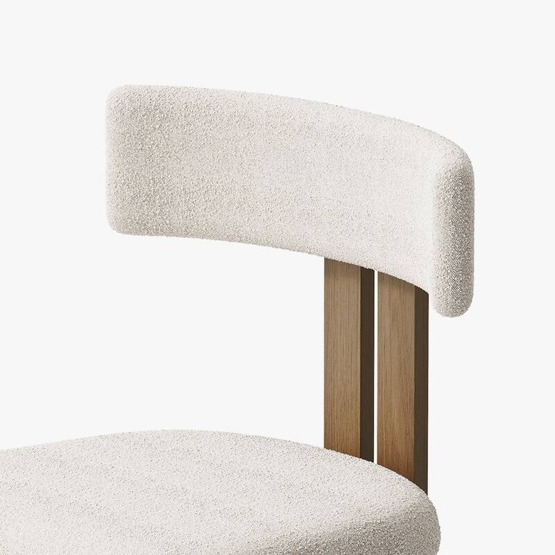 Mid-Century Modern Wood Dining Chairs Set of 2,White & Walnut Side Chairs, Fully Assembled