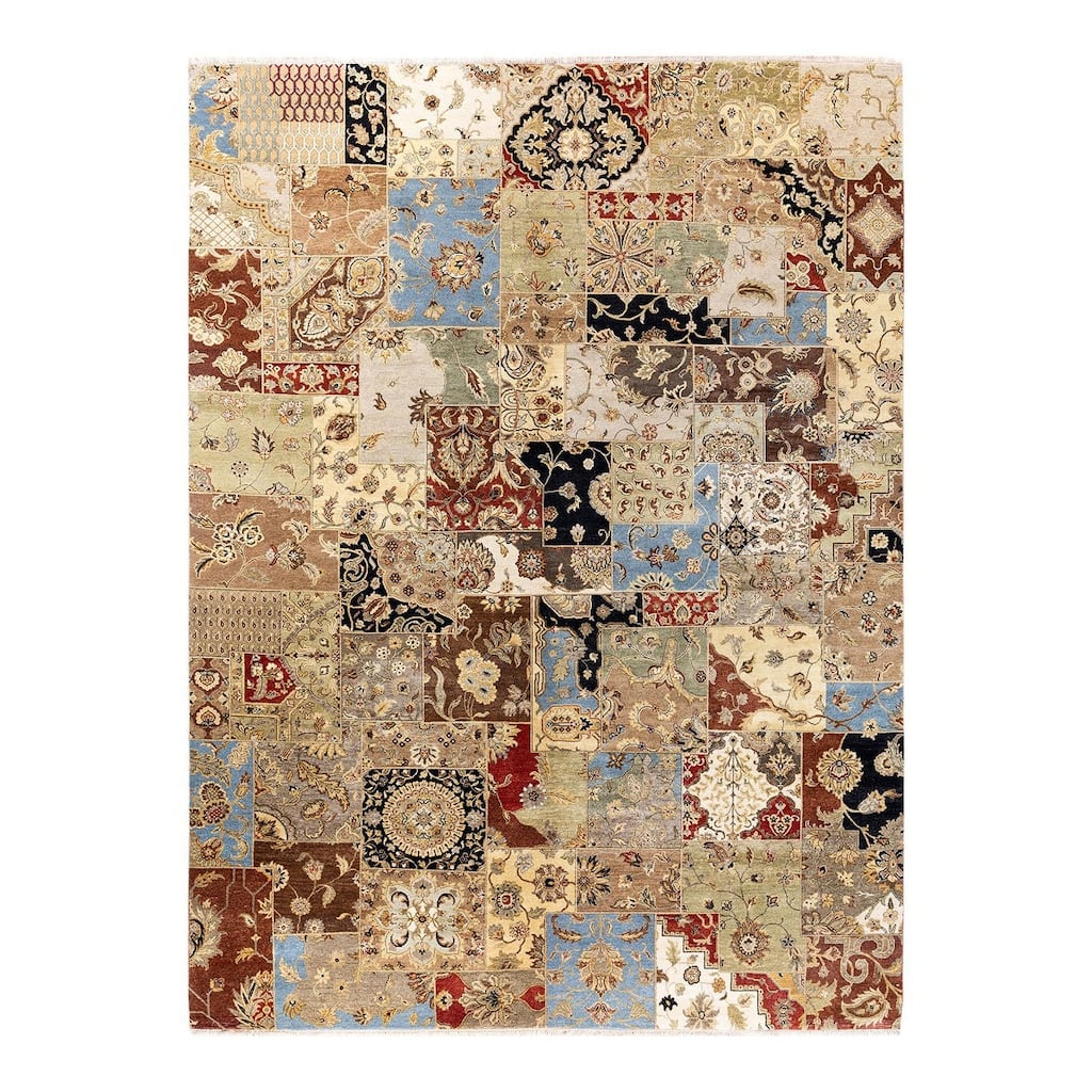 Patchwork One-of-a-Kind Hand-Knotted Area Rug, Multicolor - 9' 2" x 12' 3"