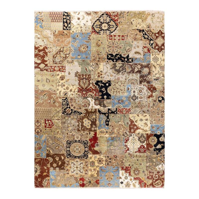 Patchwork One-of-a-Kind Hand-Knotted Area Rug, Multicolor - 9' 2" x 12' 3"