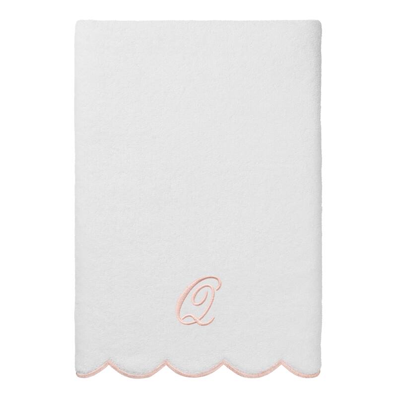 Authentic Hotel and Spa 100% Turkish Cotton Pink ADORNIA Scallop Personalized 3 Piece Towel Set - 3 Piece Set