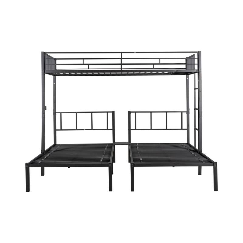 Sturdy Triple Twin Bunk Bed, 3-in-1 Metal Bed with Safety Features