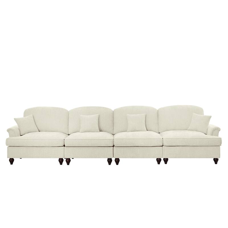 GDFStudio - Elegant Mid Century 4-Seater 137.8" Chenille Sofa with Flared Arms