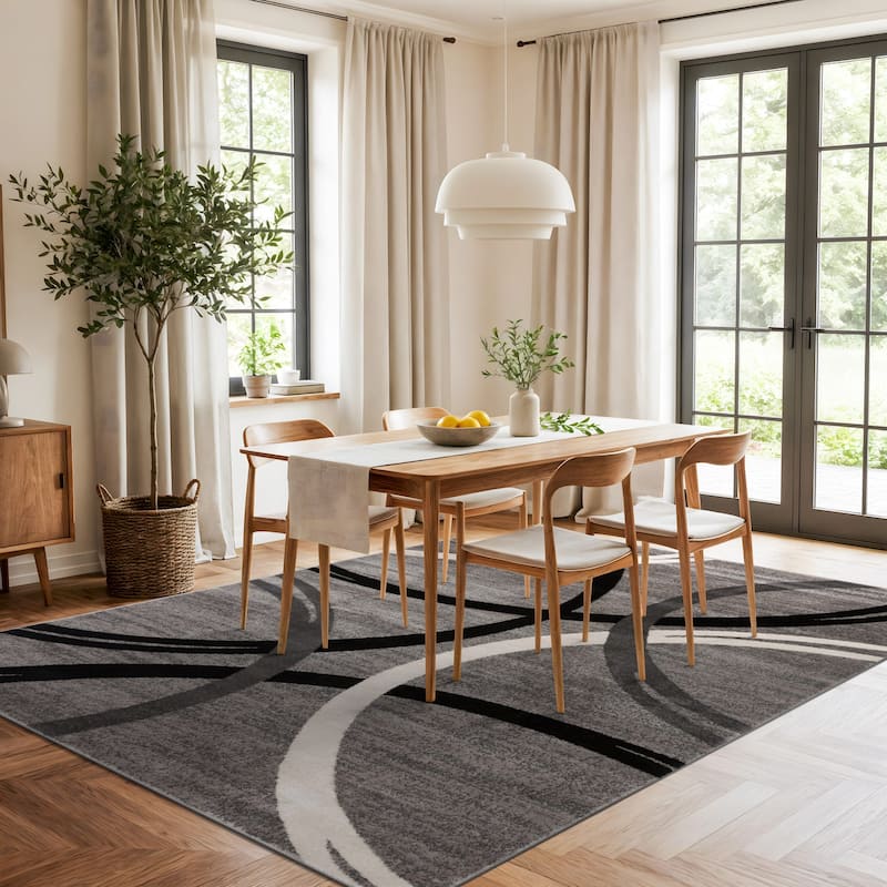 World Rug Gallery Contemporary Abstract Circles Design Area Rug