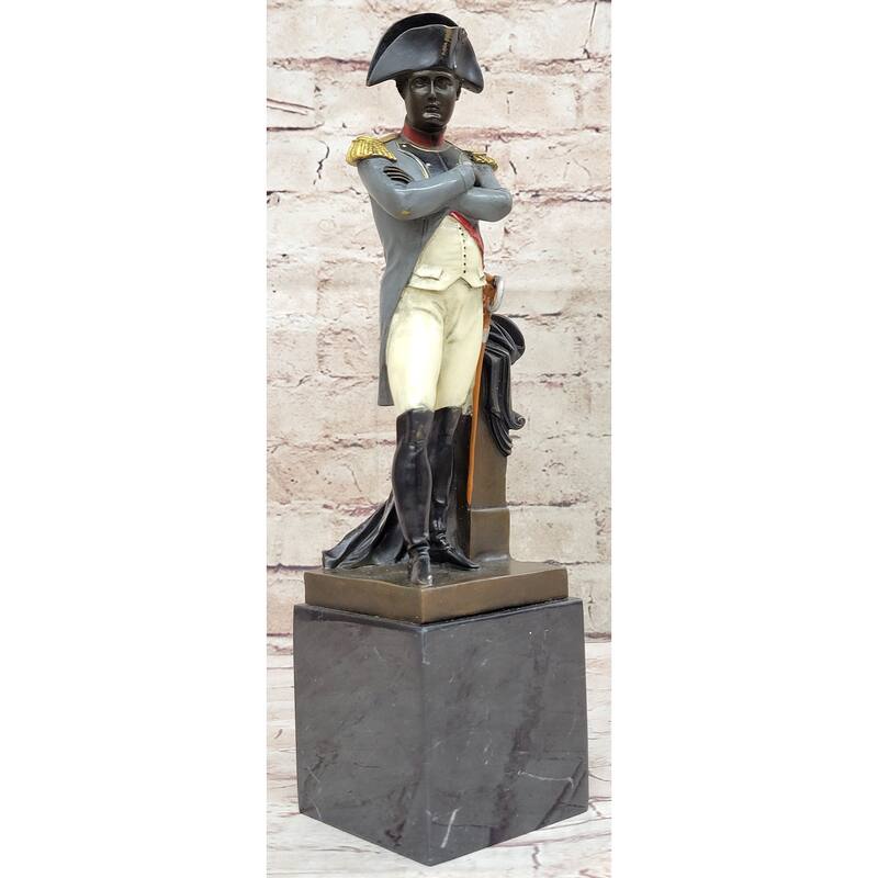Napoleon Bonaparte Bronze Statue Sculpture Figure On Marble Base