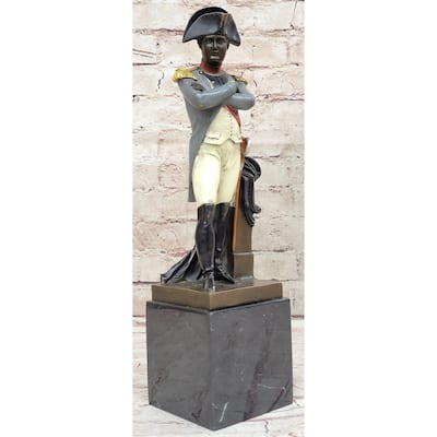 Napoleon Bonaparte Bronze Statue Sculpture Figure On Marble Base