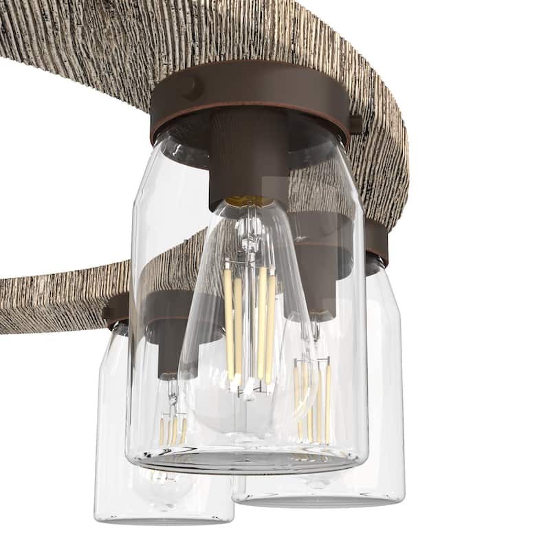 Hunter Devon Park 9-Light Chandelier, Wagon Wheel - Dining Room - Rustic, Farmhouse, Clear Glass