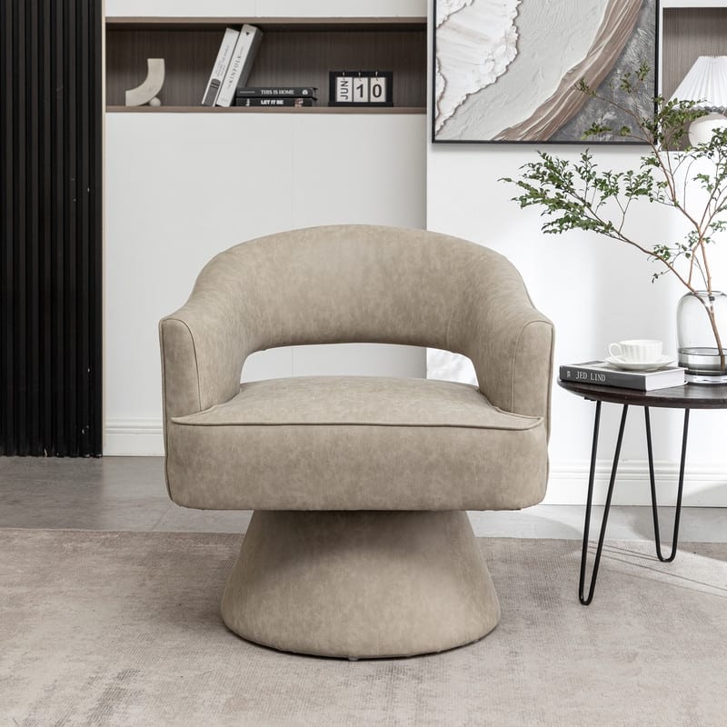 Modern PU Leather 360 Degree Swivel Accent Barrel Chair