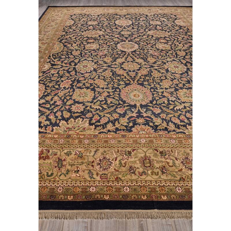 EXQUISITE RUGS ONE-OF-A-KIND Antique Weave Moghul Hand Knotted Black Rug - 15'1"x20'