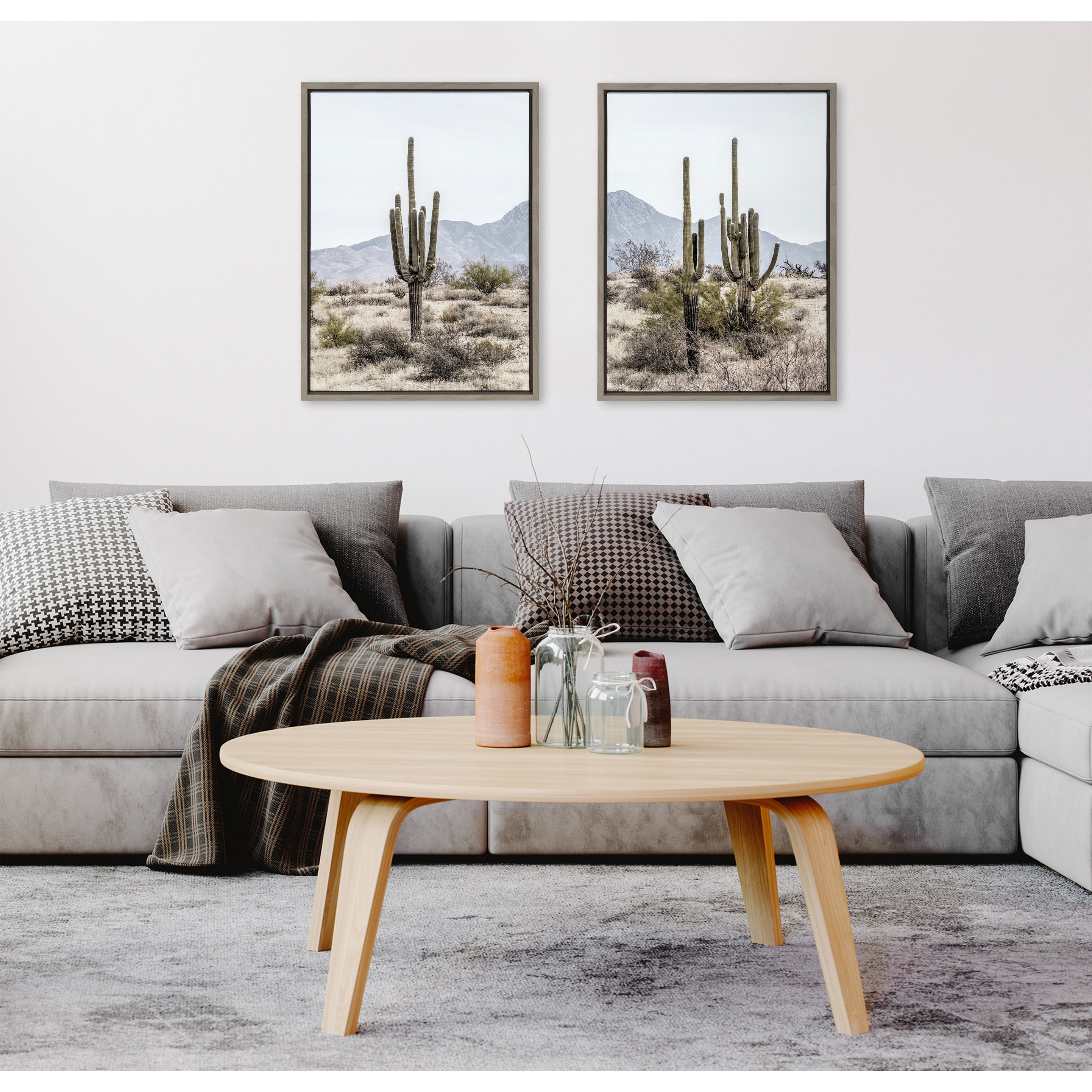 Kate and Laurel Sylvie Saguaro Canvas by The Creative Bunch Studio