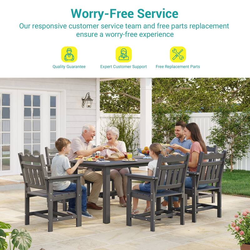 HIPS Outdoor Dining Set All-weather Patio Table and Chairs(Set of 7)