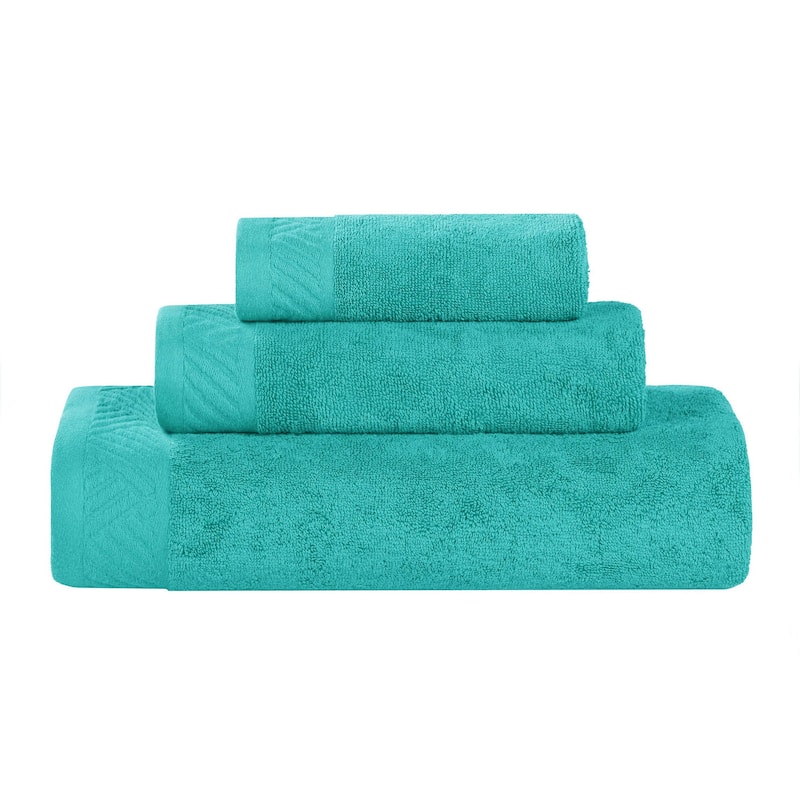 Superior Basketweave Egyptian Cotton Solid 3 Piece Assorted Towel Set