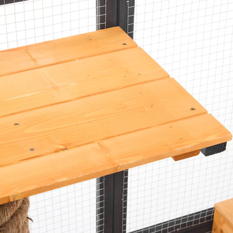 Roomfitters Outdoor Cat House Catio Enclosure Double Door Balcony Playpen with Platforms and Condos for 1-3 Cats