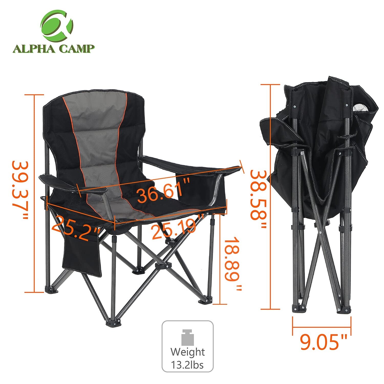  VINGLI Heavy Duty Fishing Chair with Footrest Support
